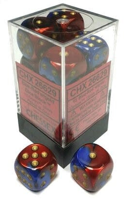 Chessex: Gemini Blue-Red/Gold Set of 12 D6 Dice