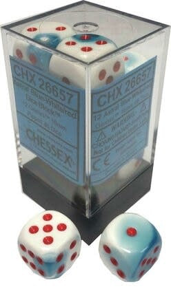 Chessex: Gemini Blue-White/Red Set of 12 D6 Dice