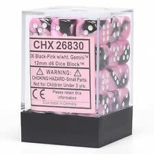 Chessex: Gemini Black-Pink/Gold Set of 36 D6 Dice