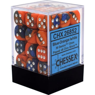 Chessex: Gemini Blue-Orange/White Set of 36 D6 Dice