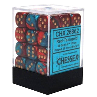 Chessex: Gemini Red-Teal/Gold Set of 36 D6 Dice