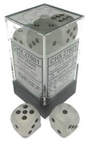 Chessex: Frost Clear/Black Set of 12 D6 Dice