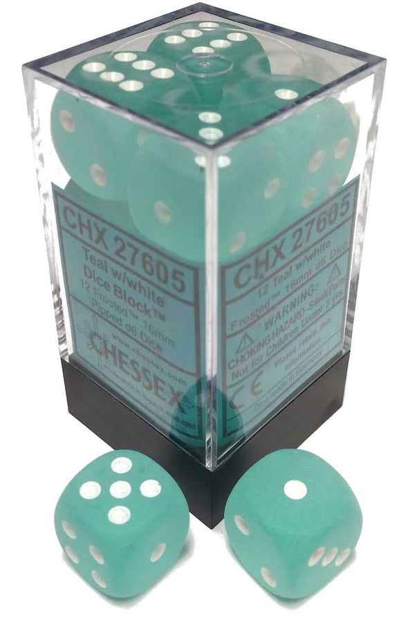 Chessex: Frost Teal/White Set of 12 D6 Dice