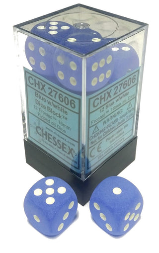 Chessex: Frost Blue/White Set of 12 D6 Dice