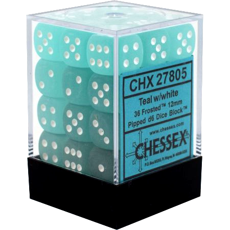 Chessex: Frost Teal/White Set of 36 D6 Dice