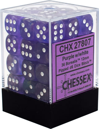 Chessex: Boreal Purple/White Set of 36 D6 Dice