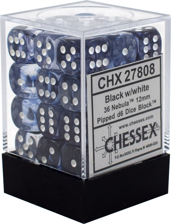 Chessex: Nebula Black/White Set of 36 D6 Dice