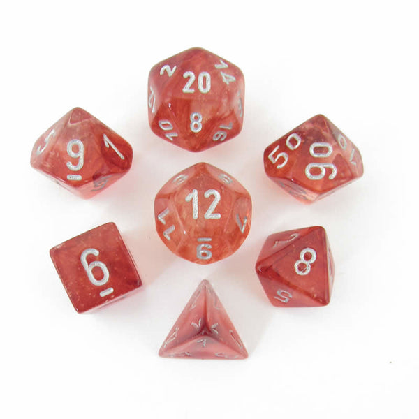 Chessex: Nebula Luminary Red/Silver set of 7 Polyhedral Dice