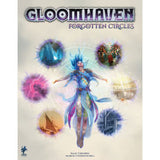 Cover of the Gloomhaven: Forgotten Circles board game expansion, titled “GLOOMHAVEN” and “FORGOTTEN CIRCLES.” A blue-haired fantasy figure in flowing blue and purple clothing stands amid glowing circular scenes and illustrations.