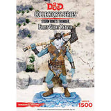 Package front depicts a blue-skinned frost giant with a long white beard, brown armor and fur, holding a large weapon across his shoulders on a blue icy base. The card reads “D&D Collector’s Series” and “Frost Giant Reaver.”