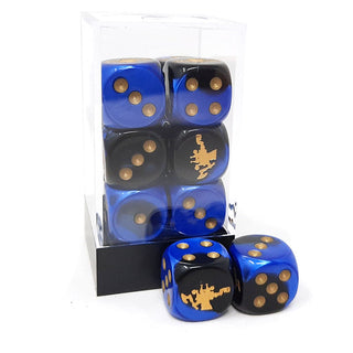 FLG Dice: Blue Black and Gold 12 Pack
