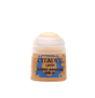 A small paint pot with a rounded white flip-top cap and a gold-colored label with blue splashes. The label reads “CITADEL,” “LAYER,” and “AURIC ARMOUR GOLD.”