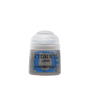 A small pot of gray Citadel layer paint with a white flip-top lid and a blue label. The label reads “CITADEL,” “LAYER,” and “DAWNSTONE.”