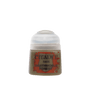 A small Citadel paint pot with a rounded white cap and an olive-brown body, shown upright against a muted green background. Its red-and-black label reads “CITADEL,” “BASE,” and “DEATHWORLD FOREST.”
