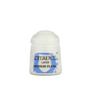 A small white Citadel paint pot is shown upright against a plain background, with a ribbed white lid and a blue-and-white label. The label reads “CITADEL,” “LAYER,” and “DEEPKIN FLESH.”