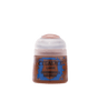 Small brown paint pot with a pale pinkish-white flip-top lid and a blue, brown-speckled label reading “CITADEL,” “LAYER,” and “DOOMBULL BROWN.”