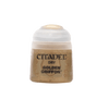 A small paint pot with a tan-gold body and rounded white cap stands against a dark green background. Its label reads “CITADEL,” “DRY” and “GOLDEN GRIFFON.”