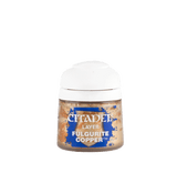 A small paint pot with a broad white flip-top lid and a copper-brown label with blue and white graphics. The label prominently reads “CITADEL,” “LAYER” and “FULGURITE COPPER.”