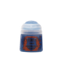 Small blue paint pot with a rounded white flip-top cap and an orange-and-blue label. The label reads “CITADEL,” “BASE,” and “MACRAGGE BLUE.”