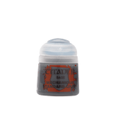 A squat gray paint pot with a translucent white flip-top cap, shown upright against a plain background. Its front label reads “CITADEL,” “BASE,” and “MECHANICUS STANDARD GREY.”