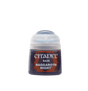 A small Citadel paint pot with a white flip-top lid and deep purple paint visible through the container. Its orange-and-purple label reads “CITADEL,” “BASE,” and “NAGGAROTH NIGHT.”