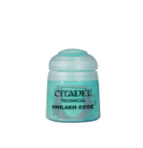 A small turquoise Citadel paint pot with a rounded translucent pale aqua cap and a turquoise label. The label reads “CITADEL,” “TECHNICAL” and “NIHILAKH OXIDE.”