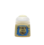 A small squat paint pot with a rounded white flip-top lid and a tan label with blue splashes. The label reads “CITADEL,” “LAYER,” and “OGRYN CAMO.”