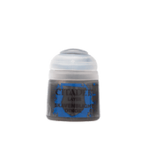 A small paint pot with a white flip-top lid and a dark gray label featuring a bright blue paint-splatter design. The label reads “CITADEL,” “LAYER,” and “SKAVENBLIGHT DINGE.”