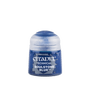 A small blue Citadel paint pot with a translucent white flip-top lid, shown upright against a plain background. The front label reads “CITADEL,” “TECHNICAL,” and “SOULSTONE BLUE.”