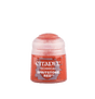 A small red Citadel technical paint pot stands upright with a pale translucent pink cap. Its front label reads “CITADEL,” “TECHNICAL,” and “SPRITSTONE RED.”