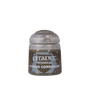 A small squat paint pot with a translucent gray domed cap and a dark brown label featuring mottled blue-gray patches. The label reads “CITADEL,” “TECHNICAL,” and “TYPHUS CORROSION.”