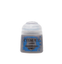A small grey Citadel paint pot with a white flip-top lid and blue label. The label reads “CITADEL,” “LAYER,” and “WARPFIEND GREY.”
