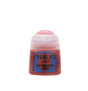 Small red paint pot shown upright against a plain white background, with a pale pink translucent flip-top cap and a blue-and-red front label reading “CITADEL,” “LAYER,” and “WAZDAKKA RED.”