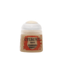 A small, squat bottle of beige miniature paint shown upright against a plain green background, with a white ridged cap and a red-and-tan label reading “CITADEL,” “BASE,” and “ZANDRI DUST.”