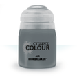 A squat gray paint bottle with a broad white cap is shown upright against a white background. The label reads “CITADEL COLOUR,” “AIR,” and “IRONBREAKER.”