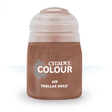 A squat brown-copper paint bottle stands upright against a white background, with a wide pale translucent cap and a front label reading “CITADEL COLOUR” and “AIR THALLAX GOLD™.”
