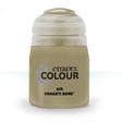 A squat bottle of pale beige paint with a large white ribbed cap, shown upright against a white background. Its front label reads “CITADEL COLOUR,” “AIR,” and “USHABTI BONE.”