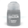 A squat gray bottle with a large white cap stands alone against a white background. Its front label reads “CITADEL COLOUR” and “TECHNICAL ‘ARDCOAT” in white lettering.