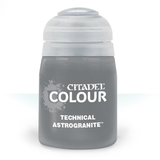 Front view of a squat gray paint pot with a wide white cap. Its label has a splatter graphic and the white text “CITADEL COLOUR,” “TECHNICAL,” and “ASTROGRANITE.”