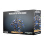 Box for a Primaris Invictor Tactical Warsuit miniature, shown from the front and right side. The artwork depicts a blue armored mech on a base against a dark gray background, with the text “SPACE MARINES” and “PRIMARIS INVICTOR TACTICAL WARSUIT.”