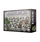 Box for the Blood Bowl: Crud Creek Nosepickers miniature team, with colorful small green players and wooden pump wagons pictured across a mottled gray front; the side panel shows vertical “BLOOD BOWL” lettering and character art. Front text reads “BLOOD BOWL” and “CRUD CREEK NOSEPICKERS.”