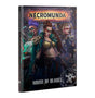 Hardback Necromunda book shown upright, with cover art of three armed women in detailed sci-fi outfits against a dark industrial background. The cover reads “NECROMUNDA” and “HOUSE OF BLADES.”