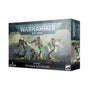 Warhammer 40,000 miniature box shown from the front and right side on a white background, with artwork of skeletal Necrons wielding green-accented weapons. The front reads “WARHAMMER 40,000,” “NECRONS,” “OPHYDIAN DESTROYERS,” and “4 MINIATURES.”