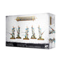 Box of Lumineth Realm-lords: Vanari Bladelords, showing five blue, white and gold sword-wielding miniatures across the front and additional character artwork on the side. The box reads “WARHAMMER AGE OF SIGMAR” and “5 CITADEL MINIATURES.”