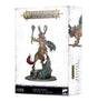 White Warhammer Age of Sigmar box showing Kragnos, a horned, muscular centaur-like figure with a raised mace and shield, standing beside a tall rock on a round base. The front reads “WARHAMMER AGE OF SIGMAR” and “KRAGNOS THE END OF EMPIRES”; part of the artwork and vertical title appear on the side.