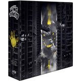 Angled view of the King of Tokyo: Dark Edition board game box, with a smoky gray monster with glowing yellow eyes looming between dark skyscrapers and yellow accents. The cover reads “KING OF TOKYO” and “DARK EDITION.”