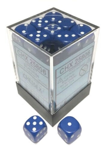 Chessex: Opaque Blue w/White Set of 36 d6 Dice