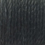 Close-up of the three-strand rope, showing tightly twisted dark gray and black fibers running lengthwise across the image.