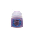 A squat paint pot with a pale lavender translucent cap and a purple label. The label reads “CITADEL,” “LAYER,” and “GENESTEALER PURPLE.”