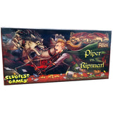 Front of a rectangular board game box showing a blonde woman fighting a snarling, dark-furred werewolf against a dramatic red and blue background. The cover reads “The Red Dragon Inn,” “Allies,” and “Piper vs. Ripsnarl,” with “SLUGFEST GAMES” at the lower left.